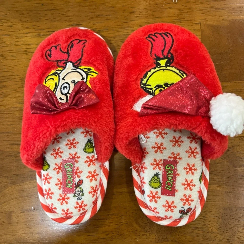 DR SEUSS GRINCH & CINDY LOU HOLIDAY SLIPPERS GIRL SZ.‎ 11/12 DISPLAY